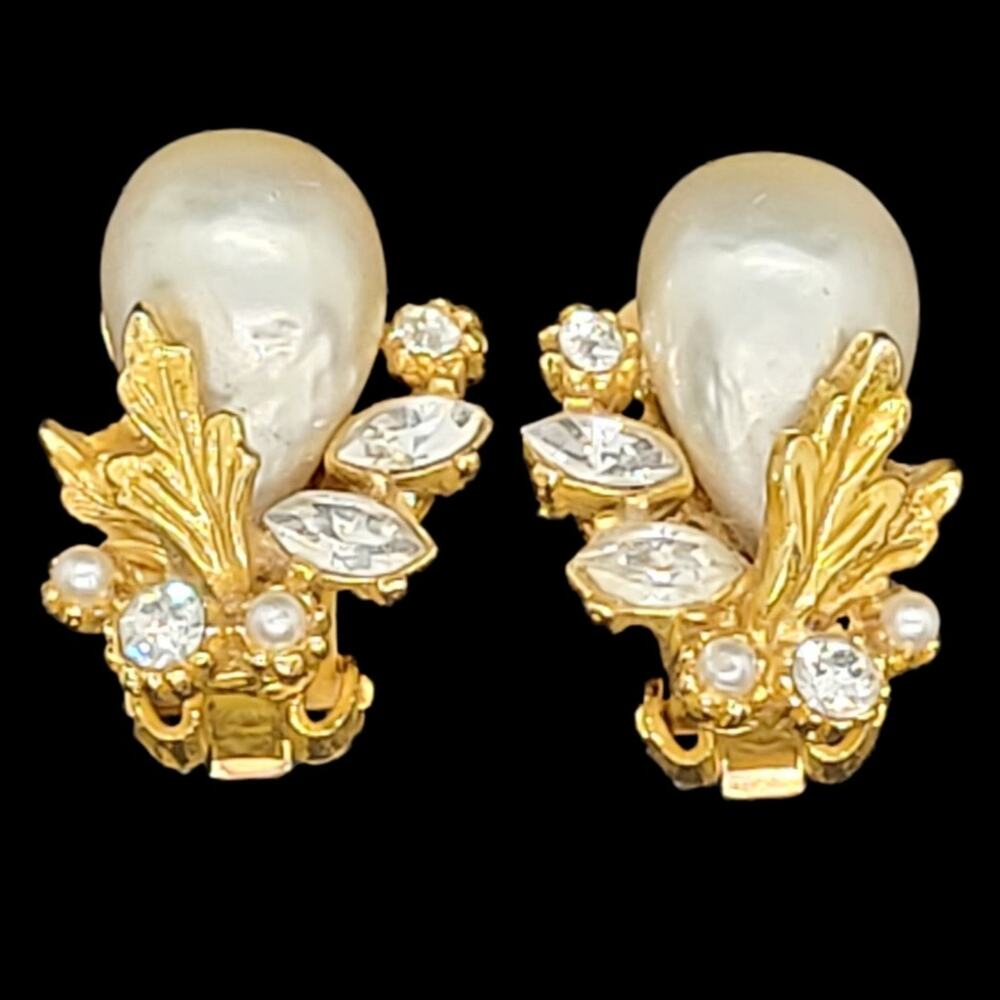 Romantic Arthur Pepper Pearl Sparkle Huggies Vintage Glam‎ Revival Faircore